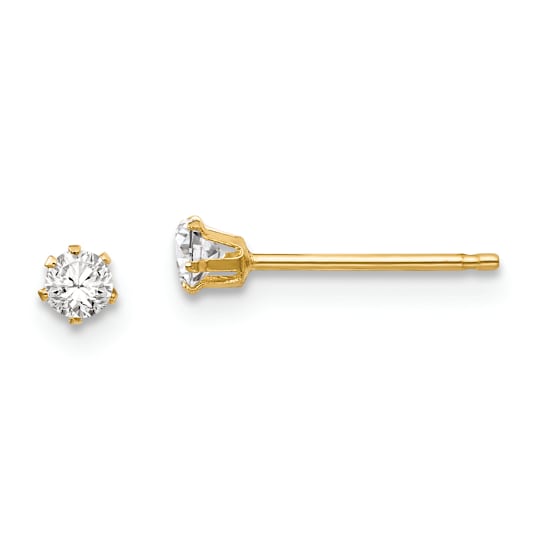 14K Yellow Gold Cubic Zirconia Stud Post Earrings