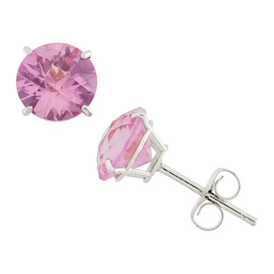 Lab Created Pink Sapphire 10K White Gold Stud Earrings 1.40ctw