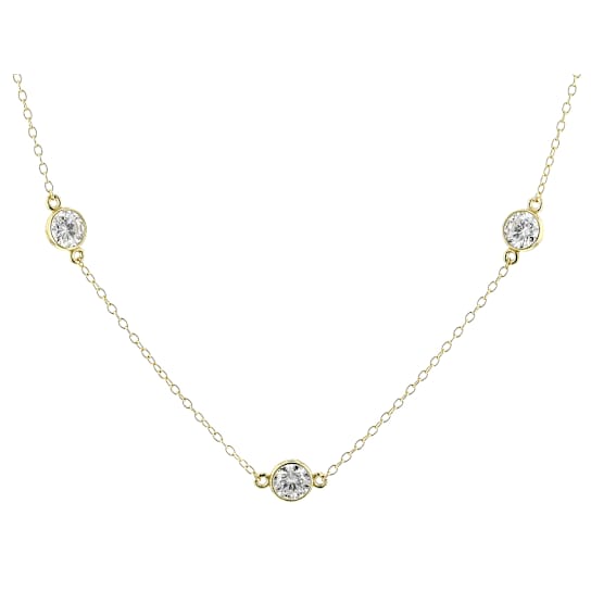 Dainty Moissanite Station Necklace In 14K Gold Over Sterling Silver