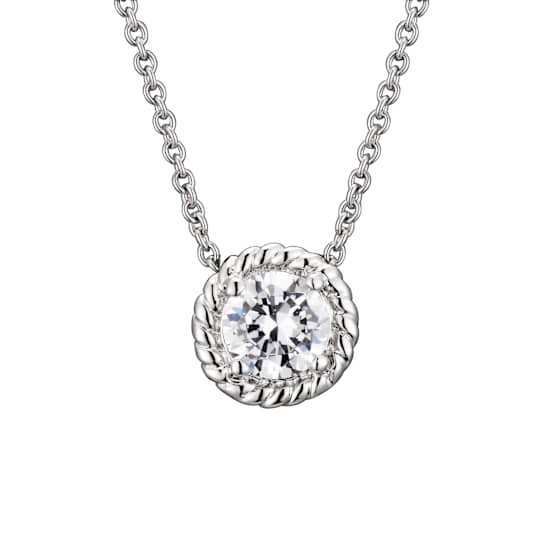 CZ Solitaire Pendant In Sterling Silver