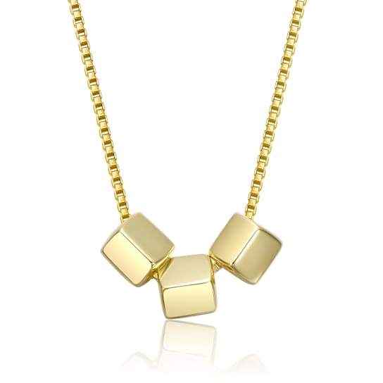 Cube Beaded Statement Necklace In 14K Gold Over Brass