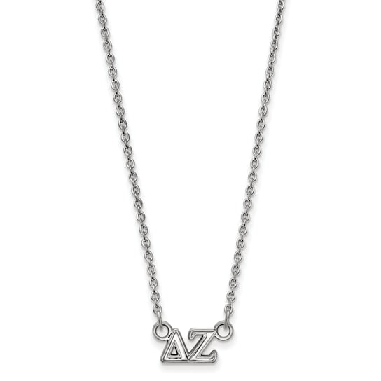 Rhodium Over Sterling Silver LogoArt Delta Zeta Extra Small Pendant Necklace