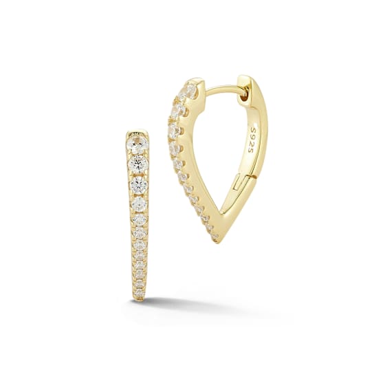 Rachel Zoe CZ Graduated Dagger Hoop Earrings in 14K Gold Over Sterling Silver