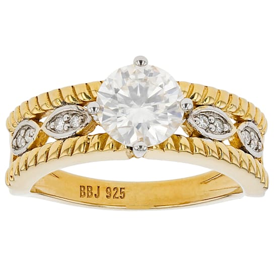 Moissanite 14k Yellow Gold Over Silver Ring 1.28ctw DEW