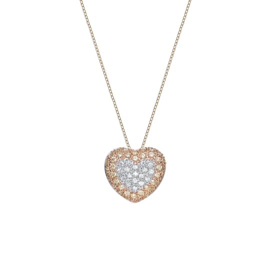 CZ Heart Pendant Necklace In 14K Gold Over Sterling Silver