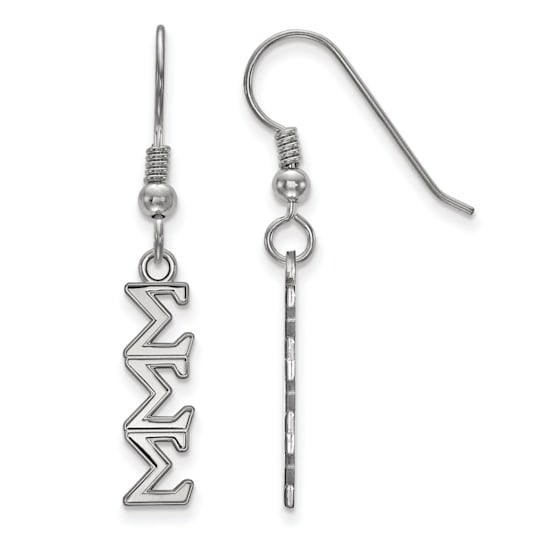 Rhodium Over Sterling Silver LogoArt Sigma Sigma Sigma Small Dangle Earrings