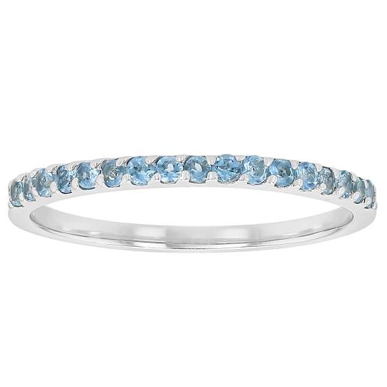 Aquamarine Band Ring In Sterling Silver