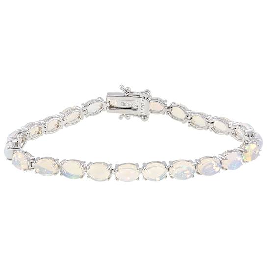 Ethiopian Opal Tennis Bracelet In Sterling Silver