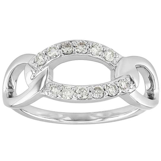 Lab-Grown Diamond Open Crossover Ring in Sterling Silver