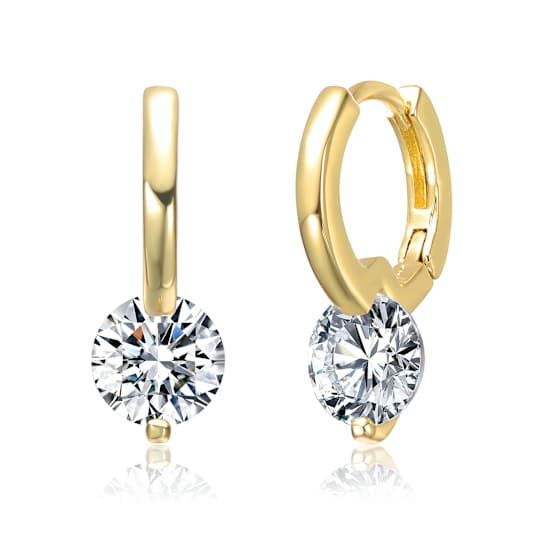 Moissanite Drop Hoop Earrings In 14K Gold Over Sterling Silver 1.10ctw
Diamond Equivalent Weight