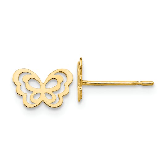 14K Yellow Gold Children's Butterfly Post Earrings