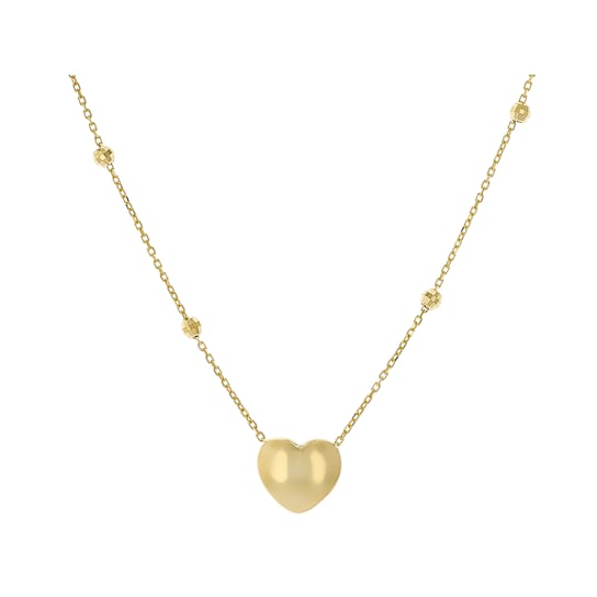 Puffy Heart Necklace In 10K Gold