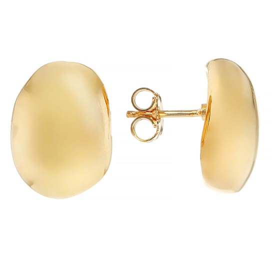 Pebble Button Earrings In 18K Gold Over Bronze