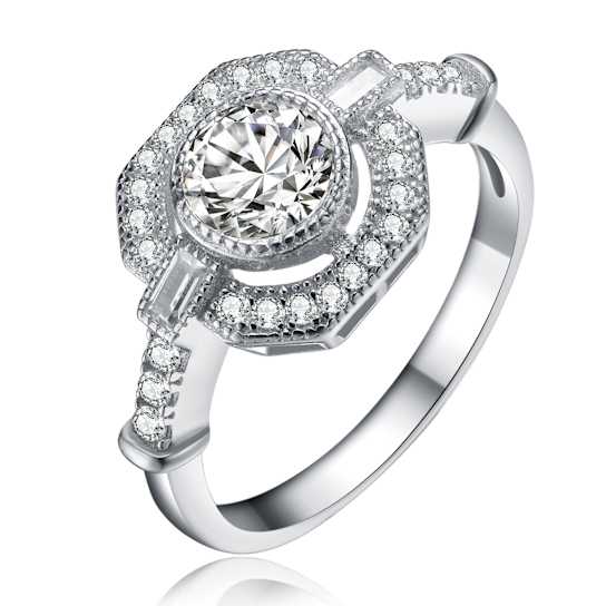 CZ Solitaire Ring In Sterling Silver