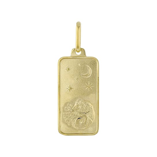 Capricorn Zodiac Pendant In Solid 14K Yellow Gold