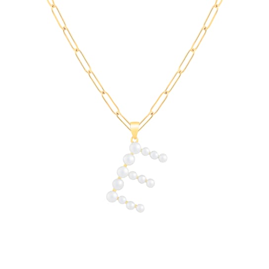 Letter E Initial Cultured Pearl Pendant Necklace In 18K Gold Over
Sterling Silver