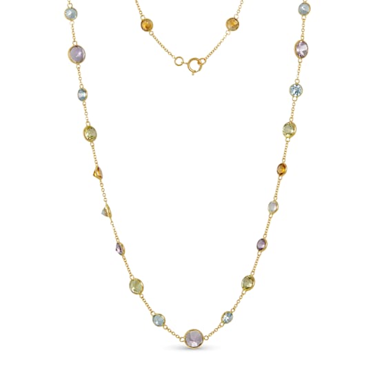 Multi-Gem 14k Rose Gold 18" Necklace 16.79ctw