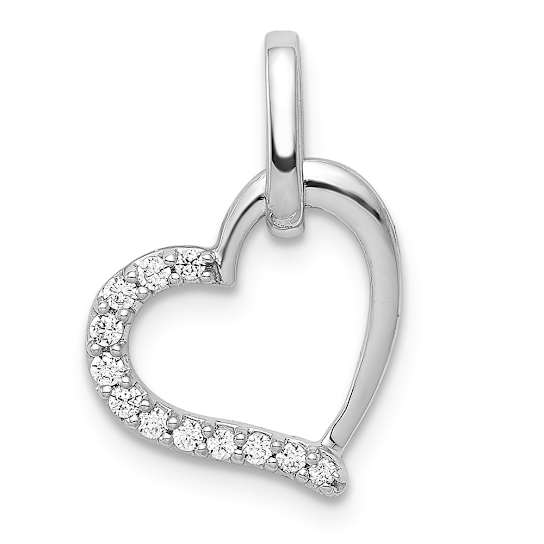 Rhodium Over 14K White Gold 1/15ctw Diamond Heart Pendant