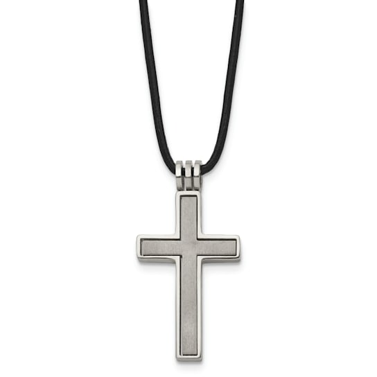 Men's Cross Pendant With Chain In Titanium