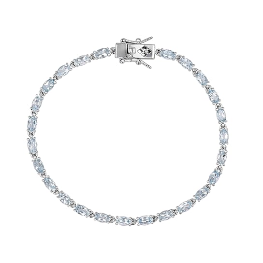 Aquamarine Tennis Bracelet In Sterling Silver 4.62ctw