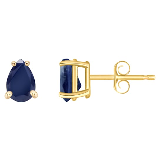 6x4mm Pear Shape Sapphire 14k Yellow Gold Stud Earrings