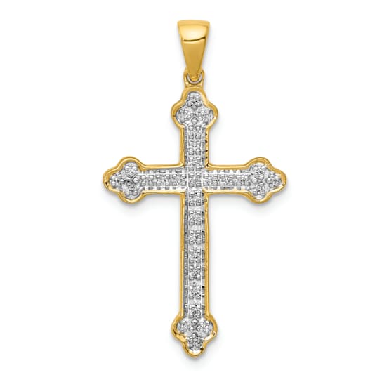 14K Yellow Gold 1/10ct. Diamond Cross Pendant