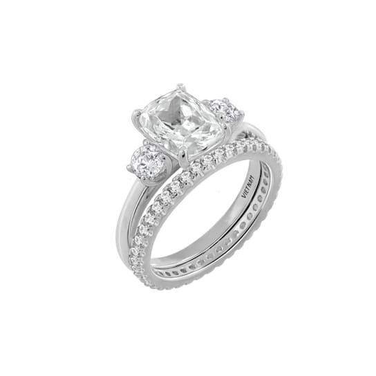 White Cubic Zirconia Platinum Over Sterling Silver Ring 4.32ctw