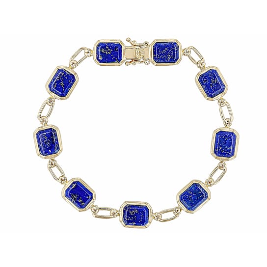 Lapis Lazuli Tennis Bracelet In 18K Gold Over Sterling Silver