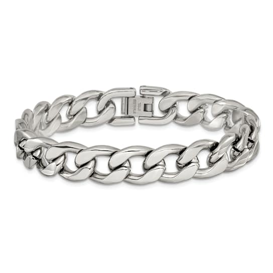 Stainless Steel 11mm Polished Curb Link Bracelet