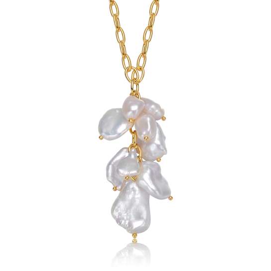 Pear Shape Freshwater Pearl Solitaire Pendant In 14K Gold Over Sterling Silver