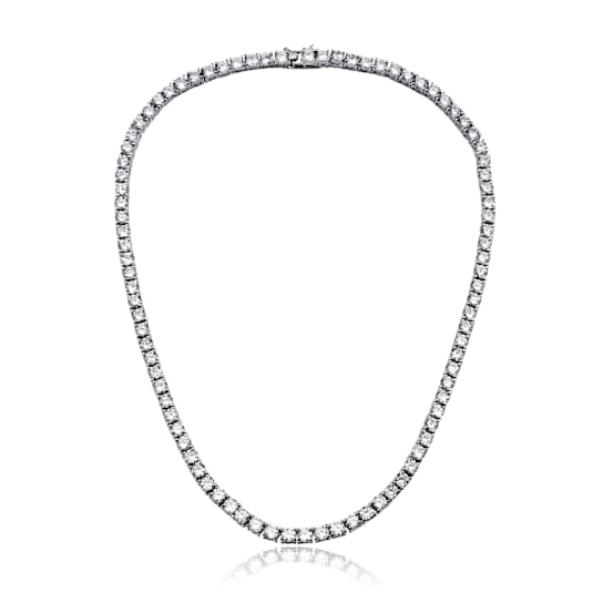 CZ Tennis Necklace In Sterling Silver