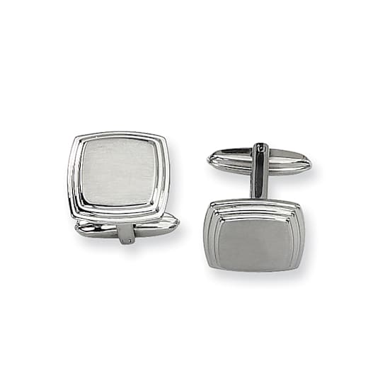 Stainless Steel Brushed And Polished Taperd Edge Cuff Links
