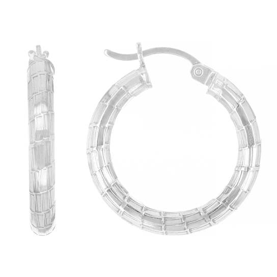 Small Diamond-Cut Hoop Earrings In Sterling Silver