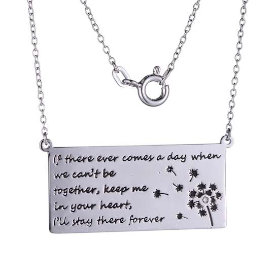 White Diamond Accent Rhodium Over Sterling Silver Love Note Necklace