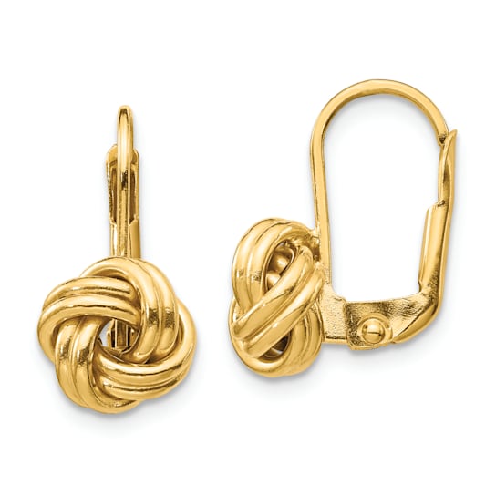 14k Yellow Gold Polished Love Knot Dangle Earrings