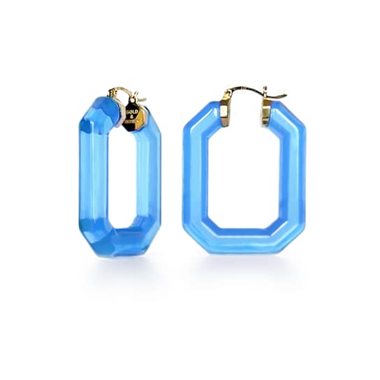 Blue Acrylic Bamboo Hoop Earrings