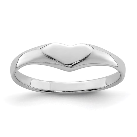 Rhodium Over Sterling Silver Polished Elongated Heart Children's Ring