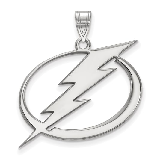 Rhodium Over Sterling Silver NHL LogoArt Tampa Bay Lightning Extra Large Pendant