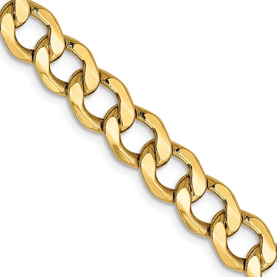 14k Yellow Gold 7mm Curb Link 24 Inch Chain
