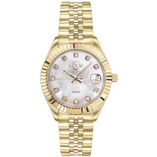 GV2 Naples White Dial Yellow Bezel Stainless Steel Watch