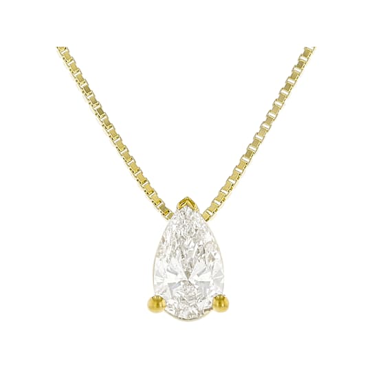 Pear Shape Lab-Grown Diamond Slide Pendant In 14K Gold Over Sterling
Silver 0.50ctw