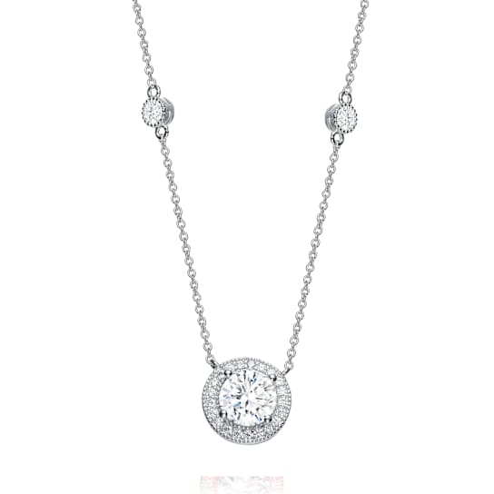 CZ Solitaire Pendant In Sterling Silver