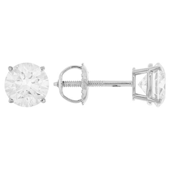 Lab-Grown Diamond Solitaire Stud Earrings 2.00ctw In 10K White Gold