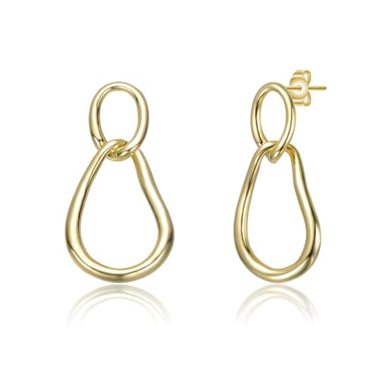 Interlocking Ovals Dangle Earrings In 14K Gold Over Brass