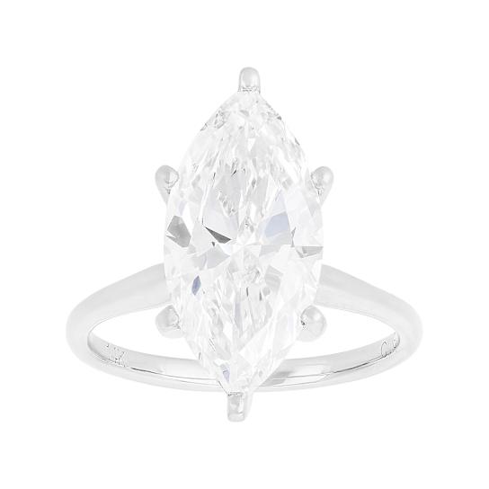 Lab-Grown Diamond Marquise Solitaire Ring In 14K White Gold 4.00ct