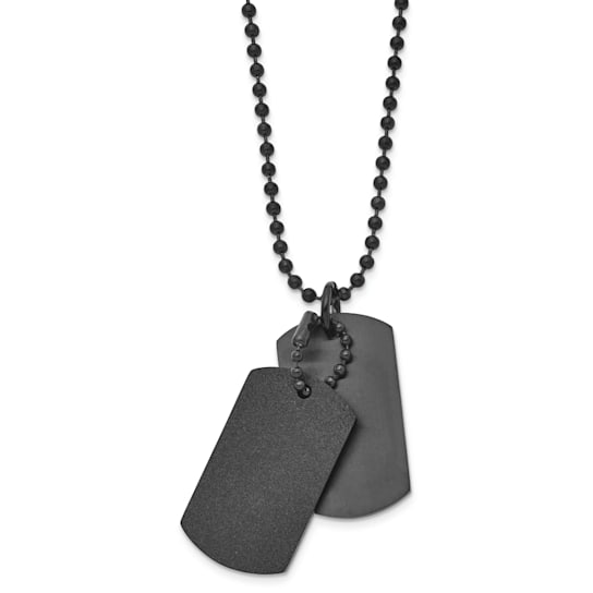 Stainless Steel Brushed and Laser Cut Black IP-plated Double Dog Tag
20-inch Necklace