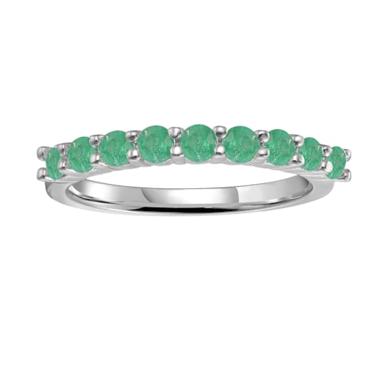 Emerald Stackable Band Ring In Sterling Silver
