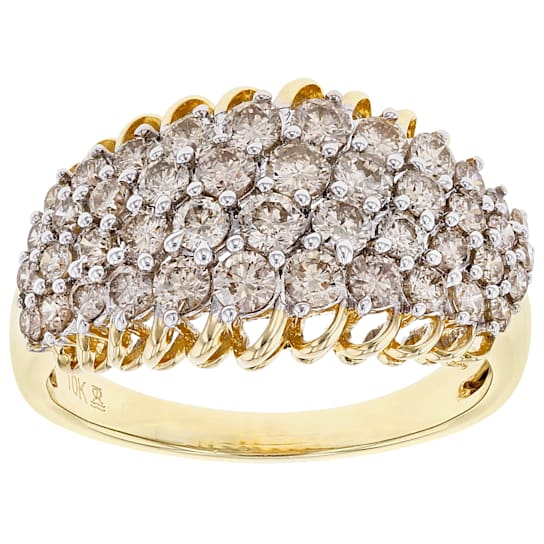 Diamond 10k Yellow Gold Wide Band Ring 1.50ctw