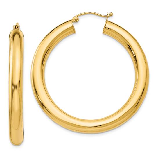 14k Yellow Gold Polished 1 9/16" Hoop Earrings