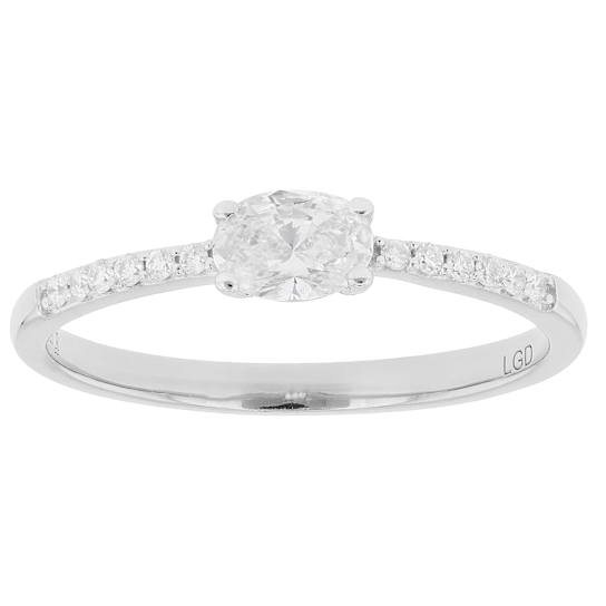 Oval And Round Lab-Grown Diamond Band Ring In Sterling Silver 0.40ctw